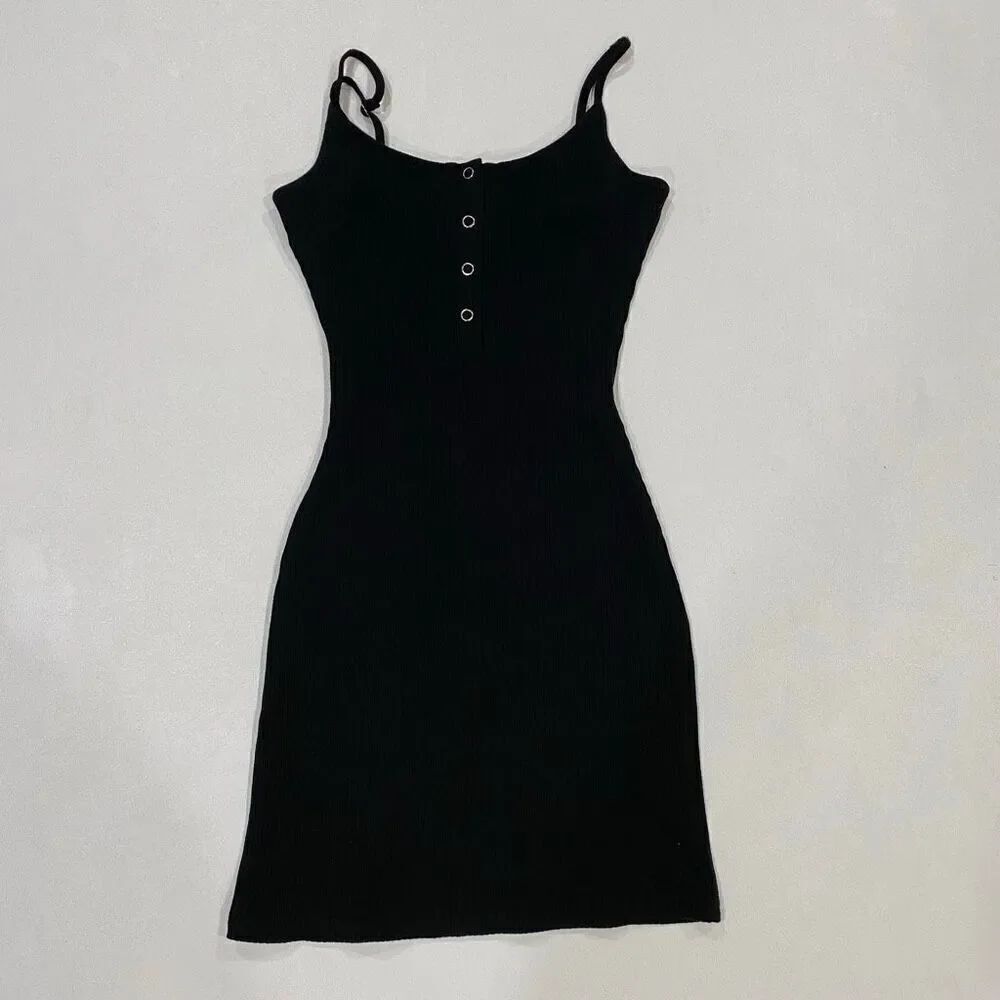 Beginning Boutique Black Ribbed Bodycon Mini Dress Women’s Size 8 Small